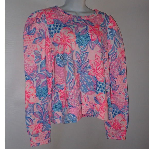 Lilly Pulitzer Top Jansen Sweater Pink Isle Snappy Turtle Large Colorful beach - Picture 2 of 6